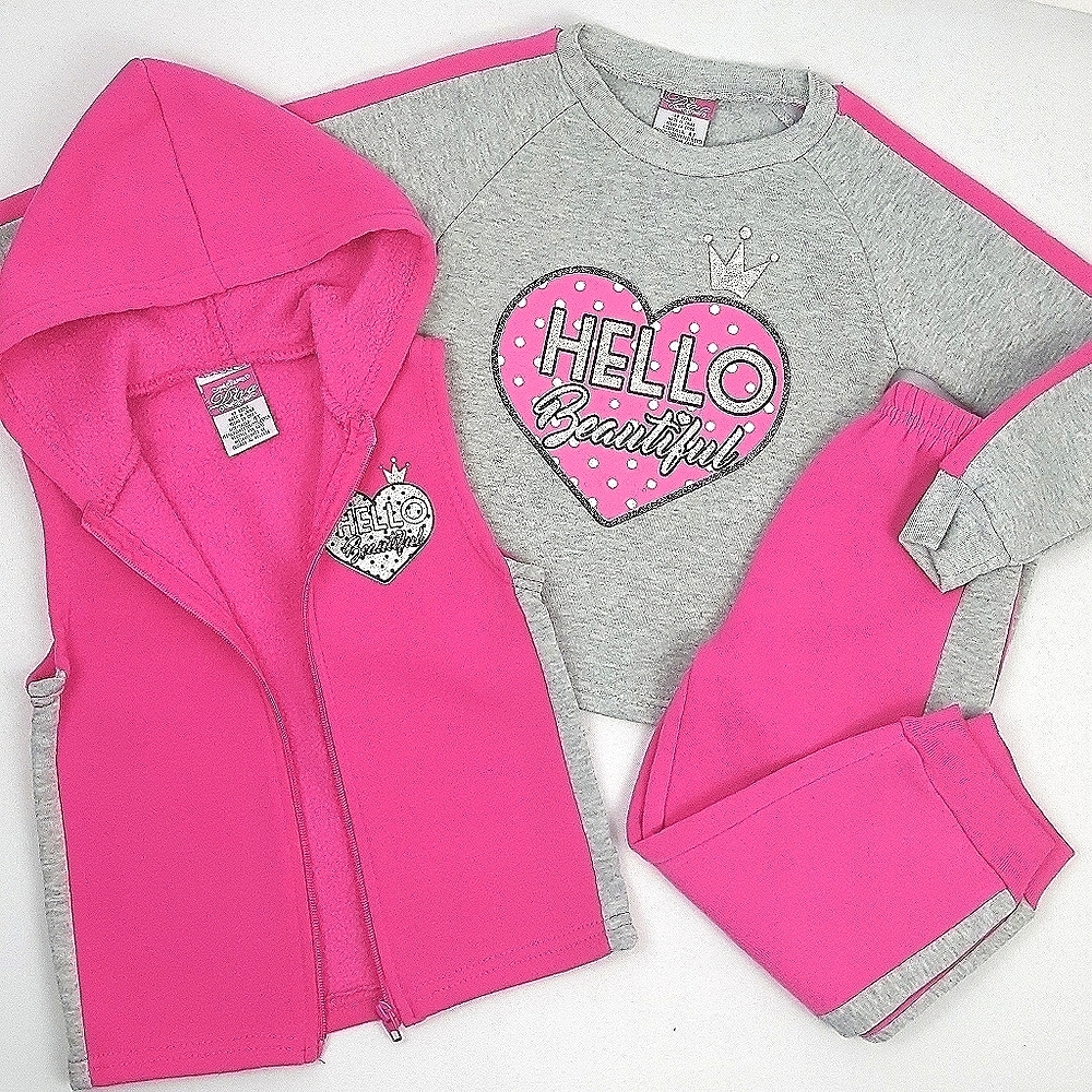 DIVA 4T 3-Piece Pink & Gray Tracksuit